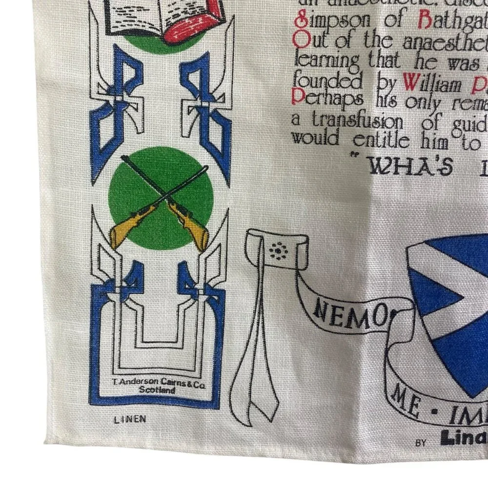 2 Vintage Scottish Linen Tea Towels Linanne Glen Appin Kitchen Unused Scotland